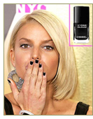 Jessica Simpson wearing CHANEL's Black Satin Nail Polish (from People.com)