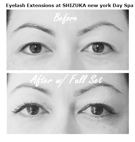 Before and after our eyelash extension NYC.