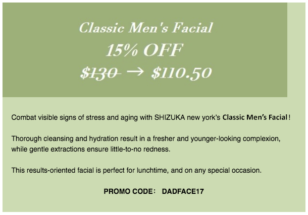 Classic Men's Facial 15% OFF SHIZUKA new york details